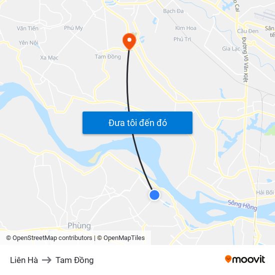 Liên Hà to Tam Đồng map