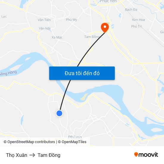Thọ Xuân to Tam Đồng map