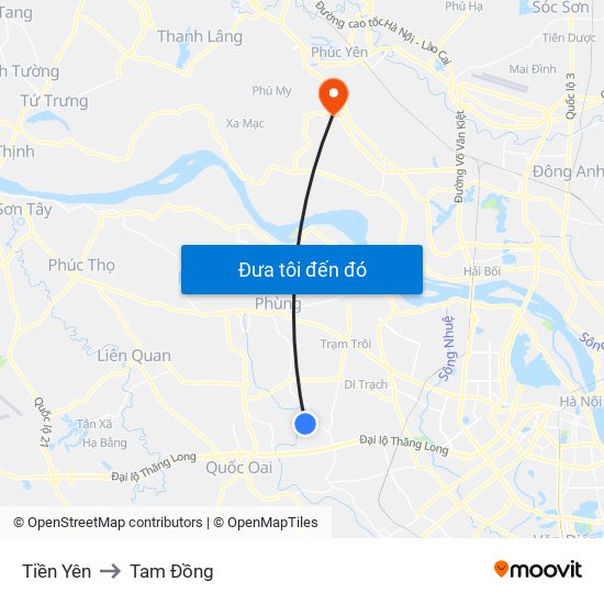 Tiền Yên to Tam Đồng map