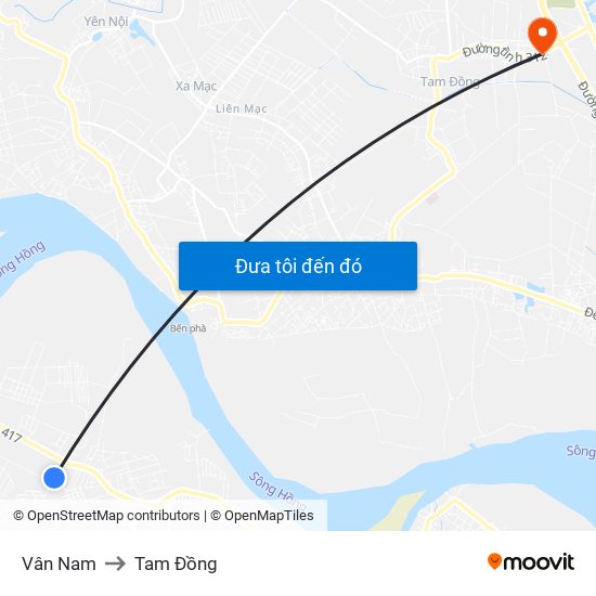 Vân Nam to Tam Đồng map