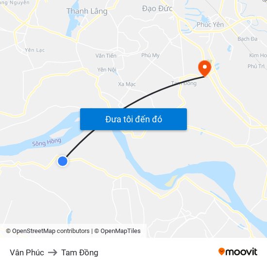Vân Phúc to Tam Đồng map