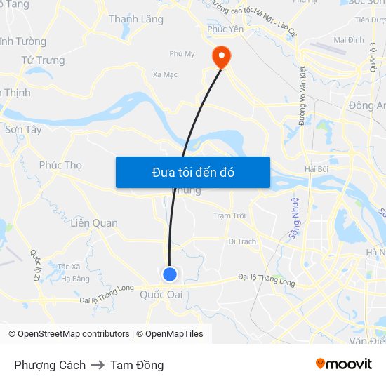 Phượng Cách to Tam Đồng map