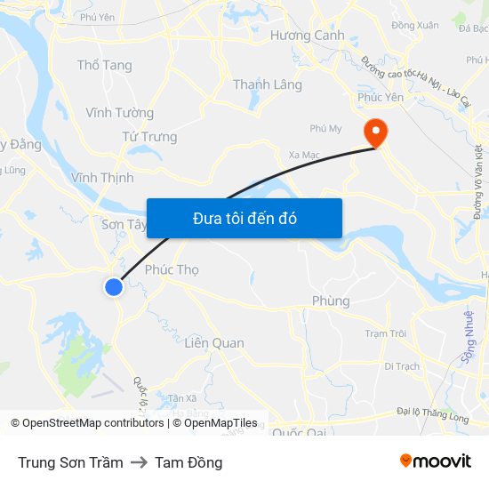 Trung Sơn Trầm to Tam Đồng map