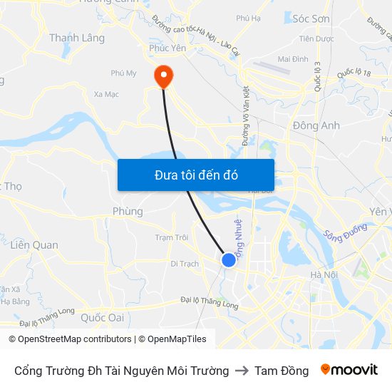 Cổng Trường Đh Tài Nguyên Môi Trường to Tam Đồng map