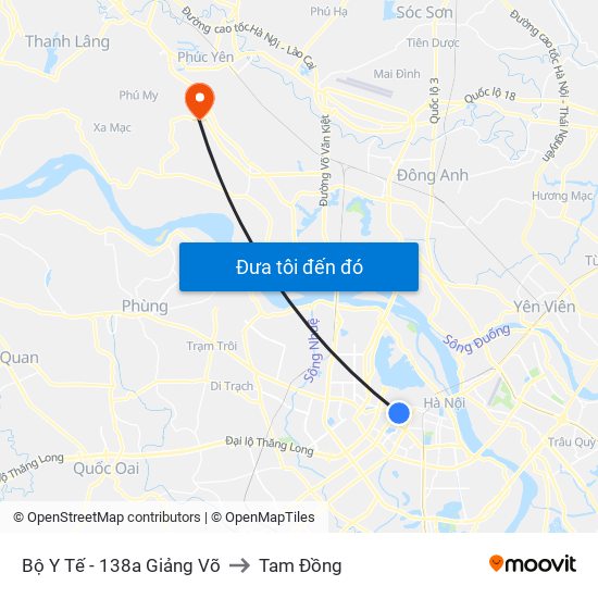 Bộ Y Tế - 138a Giảng Võ to Tam Đồng map