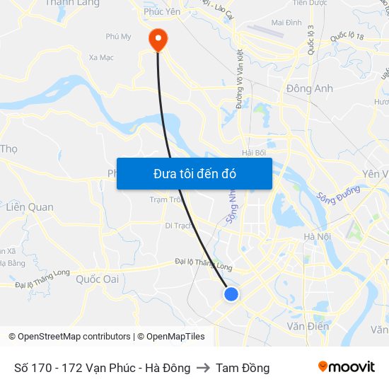 Số 170 - 172 Vạn Phúc - Hà Đông to Tam Đồng map