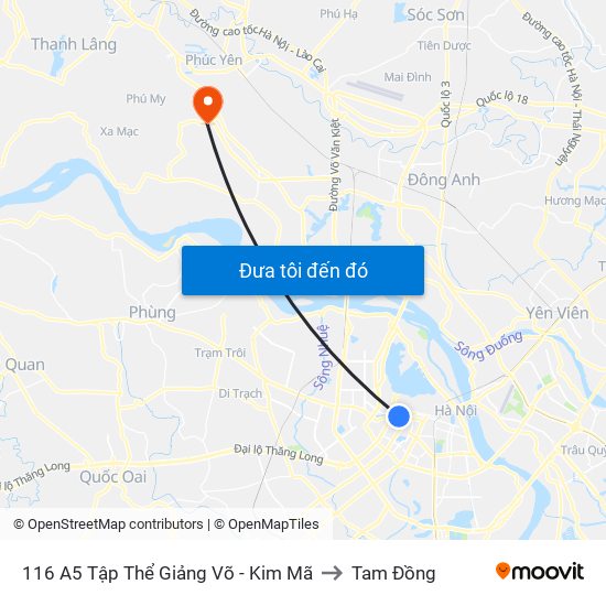 116 A5 Tập Thể Giảng Võ - Kim Mã to Tam Đồng map