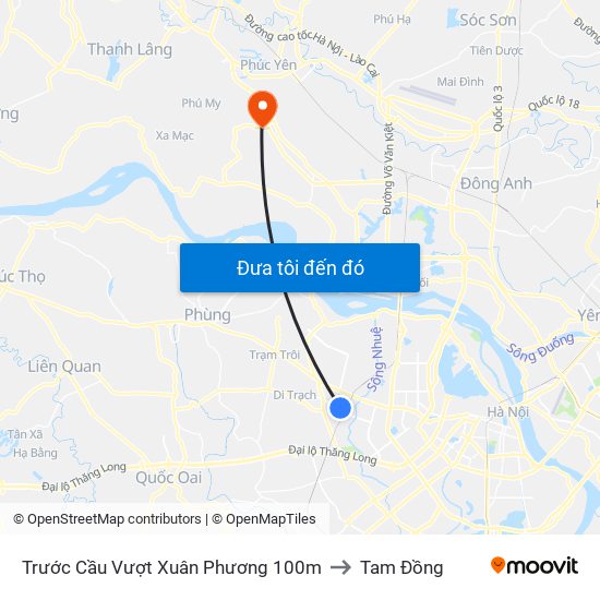Trước Cầu Vượt Xuân Phương 100m to Tam Đồng map