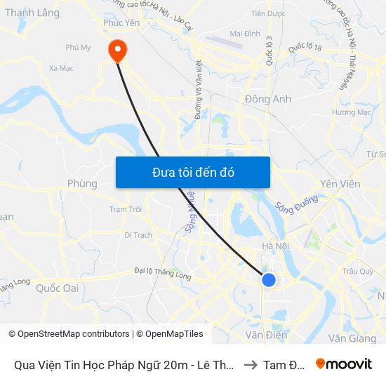 Qua Viện Tin Học Pháp Ngữ 20m - Lê Thanh Nghị to Tam Đồng map