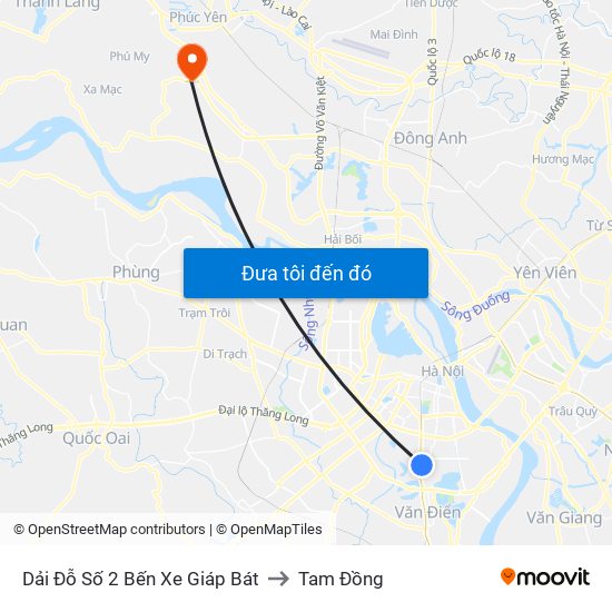 Dải Đỗ Số 2 Bến Xe Giáp Bát to Tam Đồng map