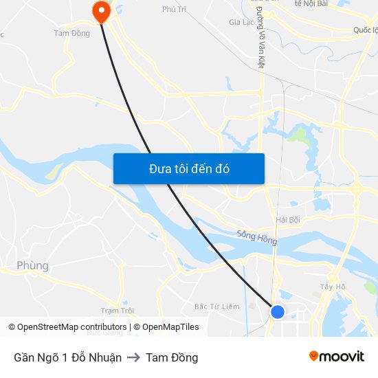 Gần Ngõ 1 Đỗ Nhuận to Tam Đồng map