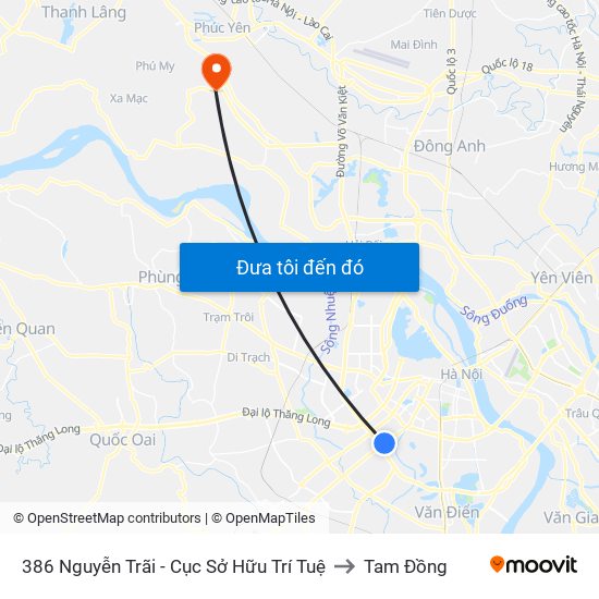 386 Nguyễn Trãi - Cục Sở Hữu Trí Tuệ to Tam Đồng map