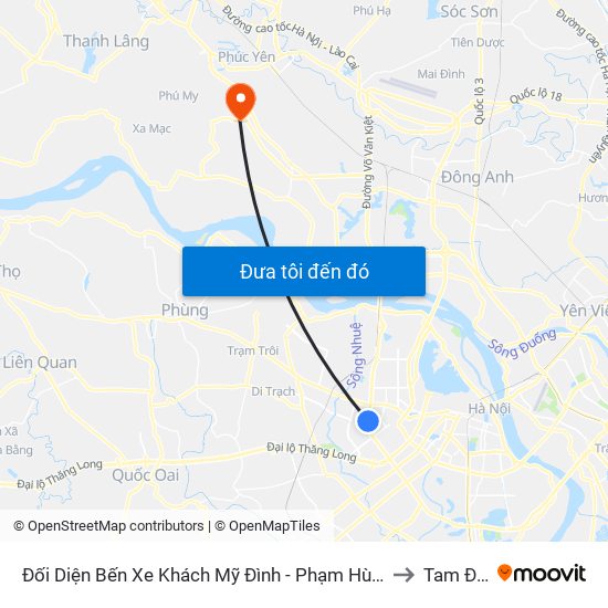 Đối Diện Bến Xe Khách Mỹ Đình - Phạm Hùng (Cột Trước) to Tam Đồng map