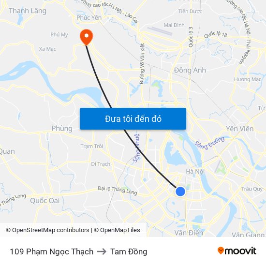 109 Phạm Ngọc Thạch to Tam Đồng map