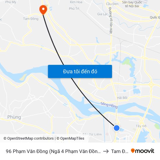 96 Phạm Văn Đồng (Ngã 4 Phạm Văn Đồng - Xuân Đỉnh) to Tam Đồng map