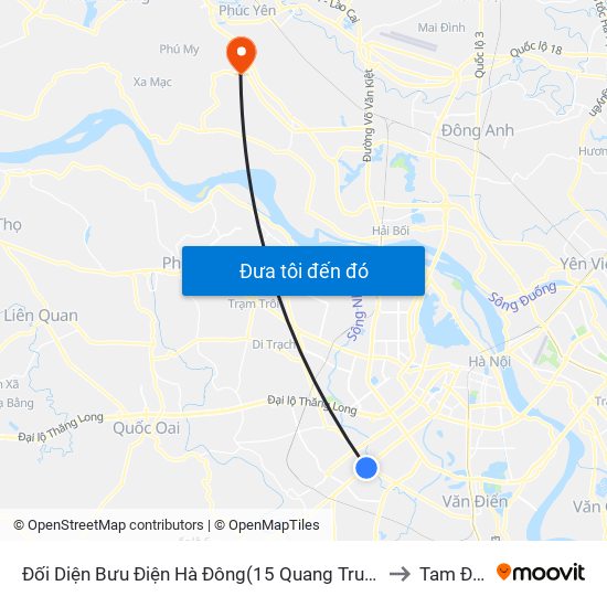 Đối Diện Bưu Điện Hà Đông(15 Quang Trung Hà Đông) to Tam Đồng map