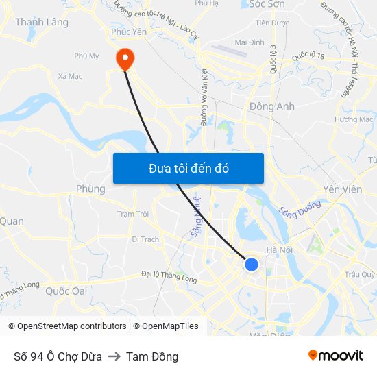 Số 94 Ô Chợ Dừa to Tam Đồng map