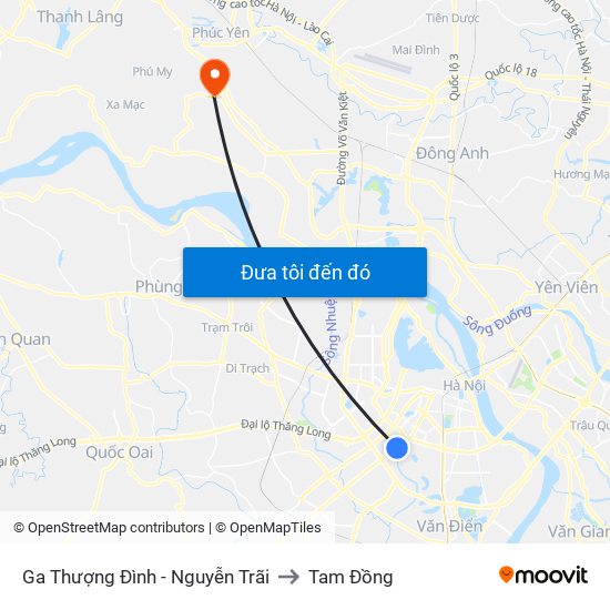 Ga Thượng Đình - Nguyễn Trãi to Tam Đồng map