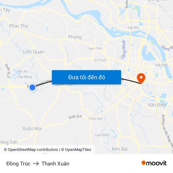 Đồng Trúc to Thanh Xuân map