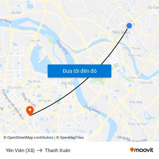 Yên Viên (Xã) to Thanh Xuân map