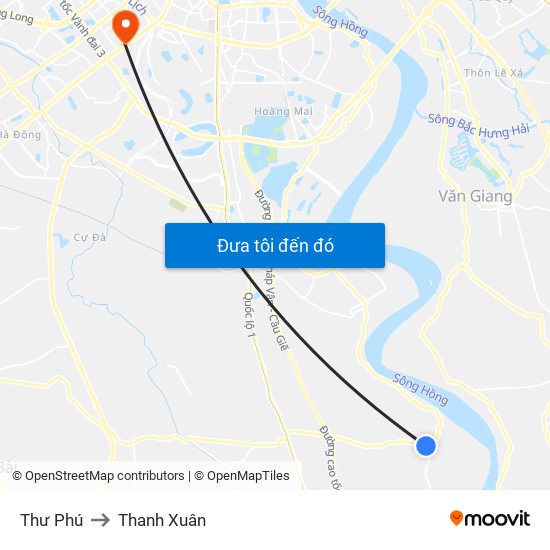 Thư Phú to Thanh Xuân map