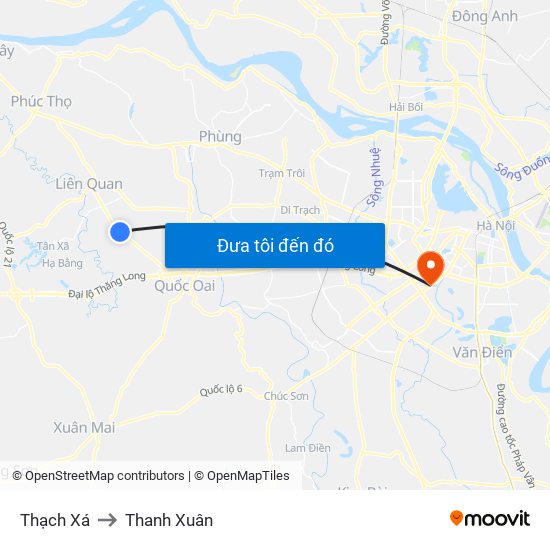 Thạch Xá to Thanh Xuân map