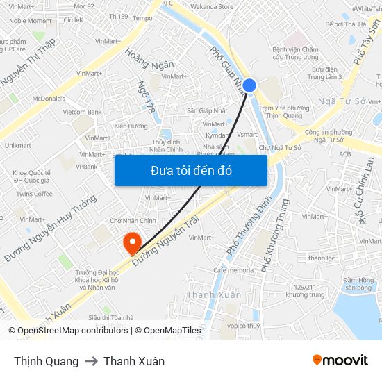 Thịnh Quang to Thanh Xuân map