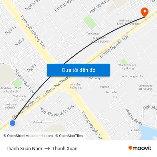 Thanh Xuân Nam to Thanh Xuân map