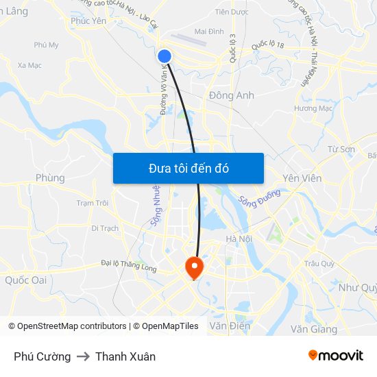 Phú Cường to Thanh Xuân map