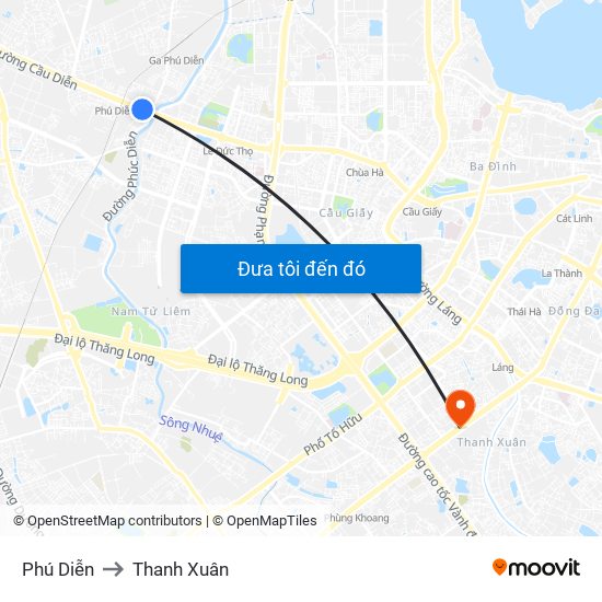 Phú Diễn to Thanh Xuân map