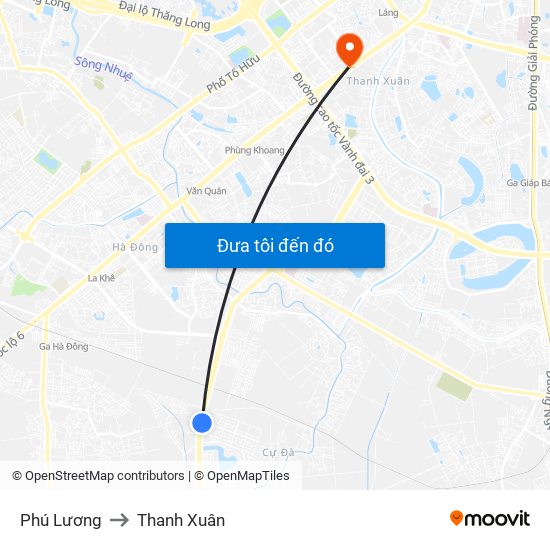 Phú Lương to Thanh Xuân map