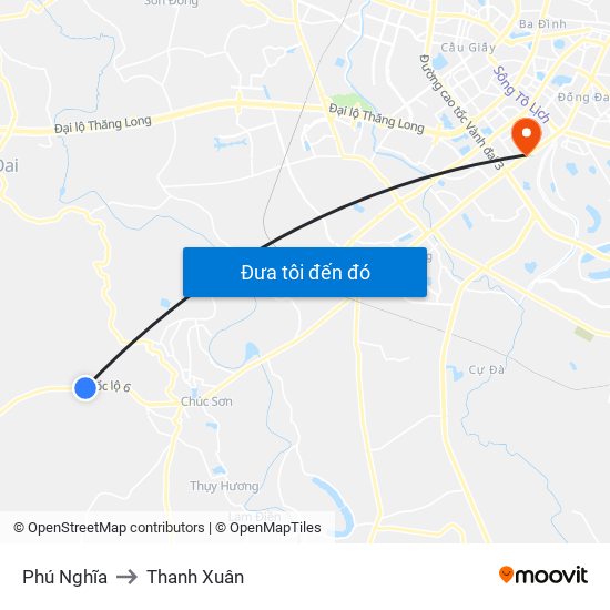 Phú Nghĩa to Thanh Xuân map