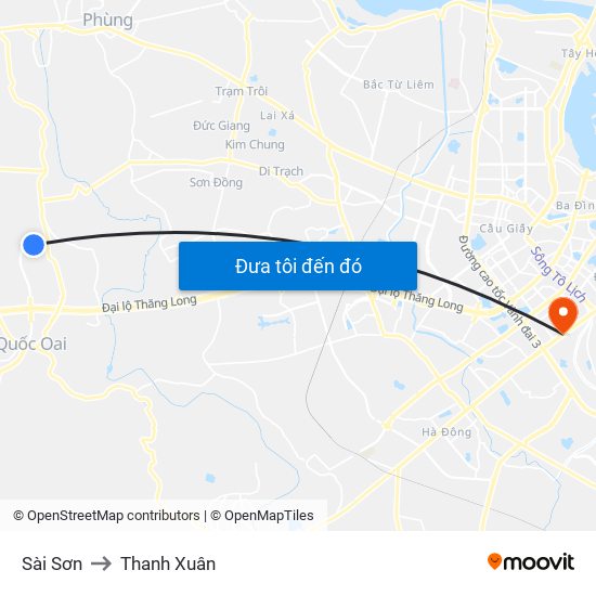 Sài Sơn to Thanh Xuân map