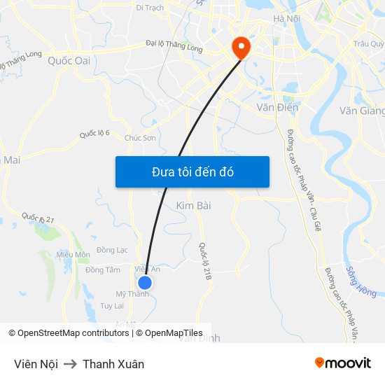 Viên Nội to Thanh Xuân map