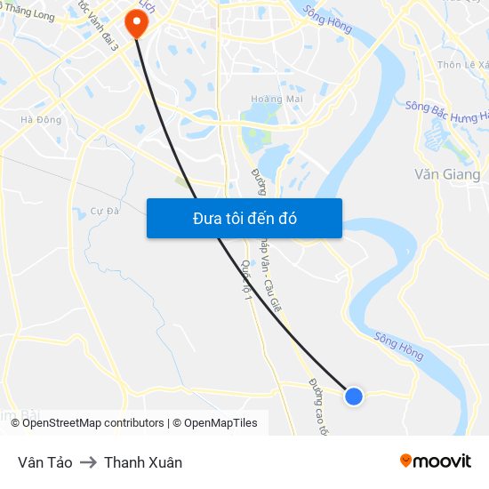 Vân Tảo to Thanh Xuân map