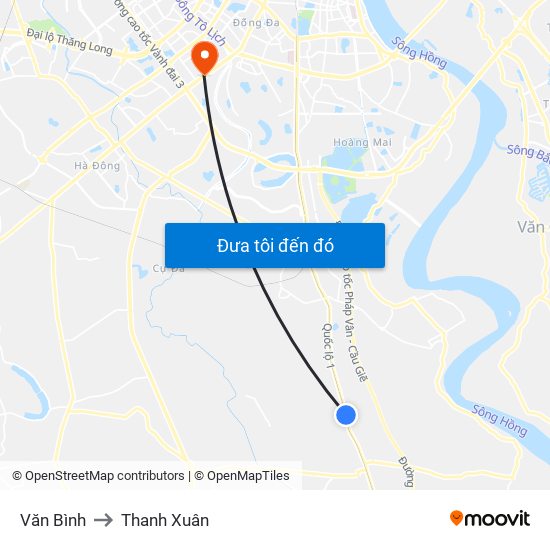 Văn Bình to Thanh Xuân map