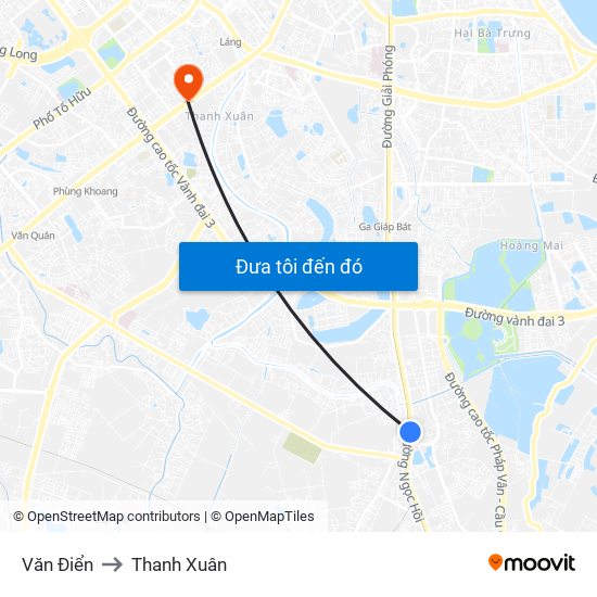 Văn Điển to Thanh Xuân map
