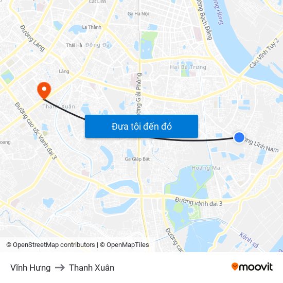 Vĩnh Hưng to Thanh Xuân map