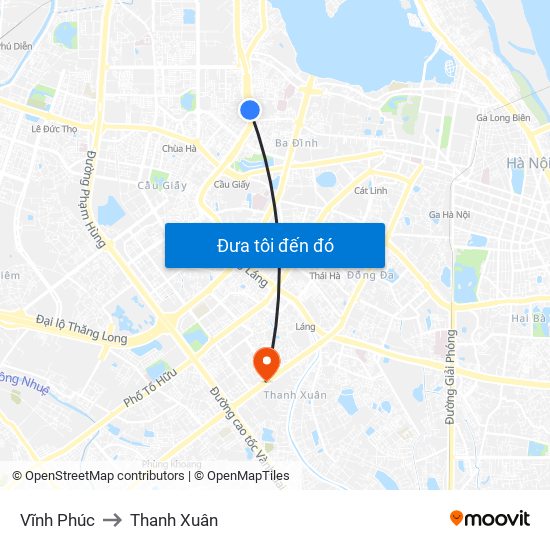Vĩnh Phúc to Thanh Xuân map