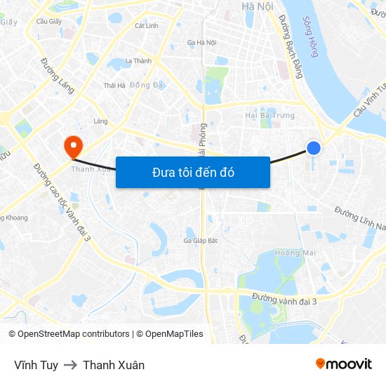 Vĩnh Tuy to Thanh Xuân map