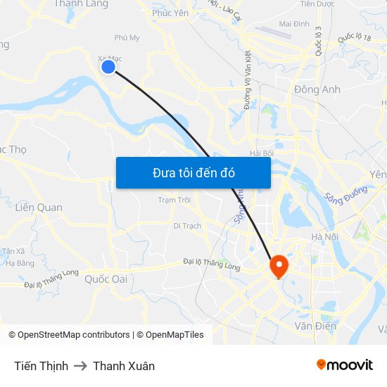 Tiến Thịnh to Thanh Xuân map