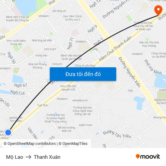 Mộ Lao to Thanh Xuân map