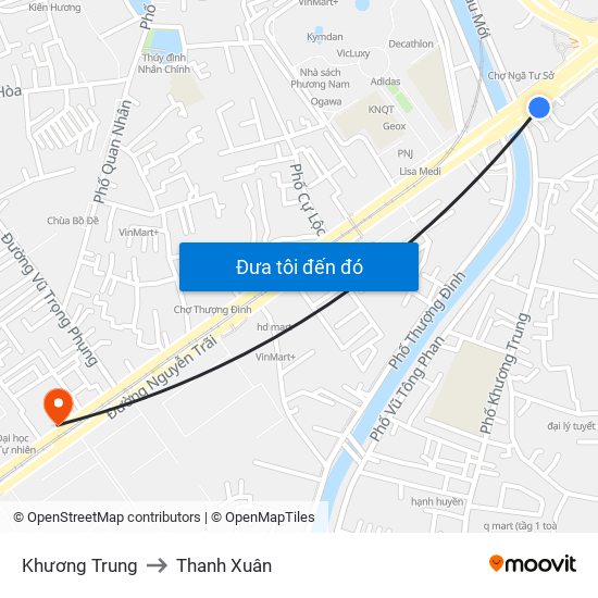 Khương Trung to Thanh Xuân map