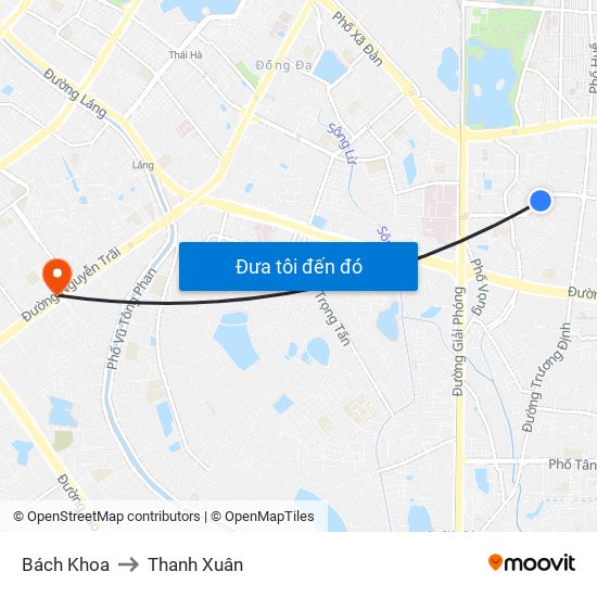 Bách Khoa to Thanh Xuân map