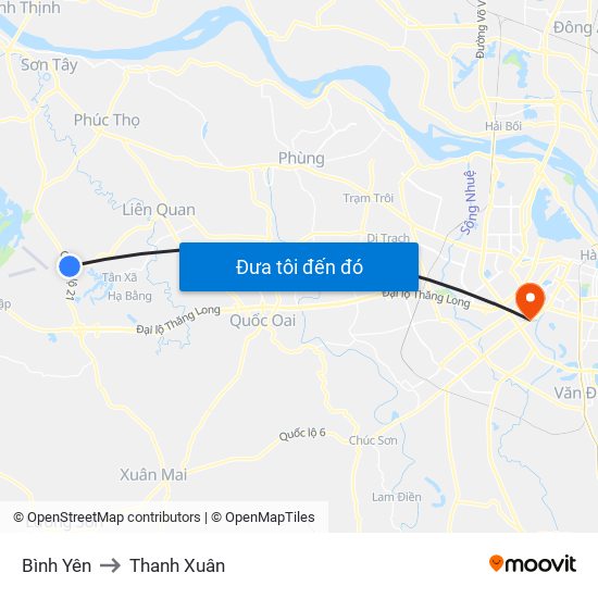 Bình Yên to Thanh Xuân map