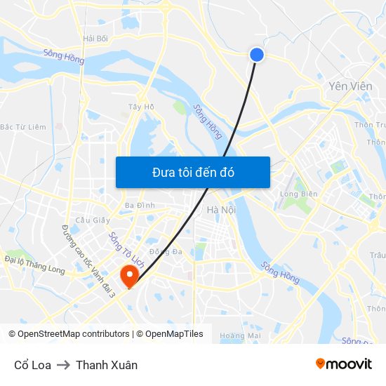 Cổ Loa to Thanh Xuân map