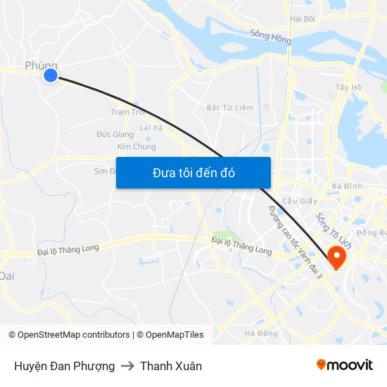 Huyện Đan Phượng to Thanh Xuân map