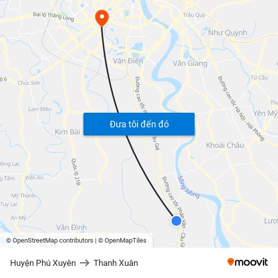 Huyện Phú Xuyên to Thanh Xuân map