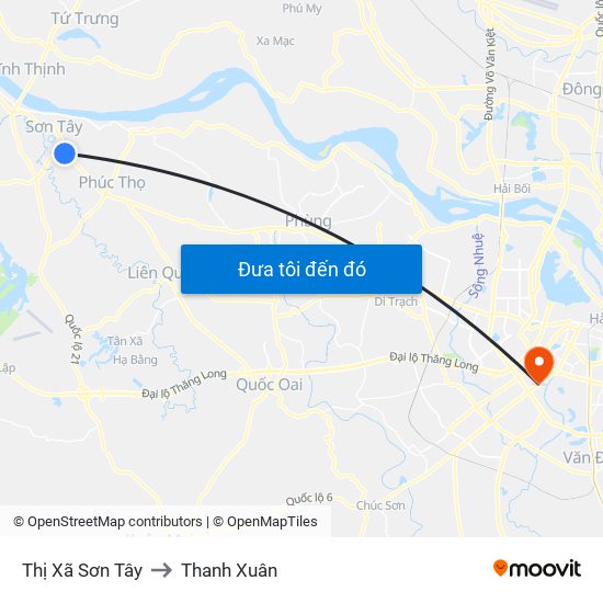 Thị Xã Sơn Tây to Thanh Xuân map
