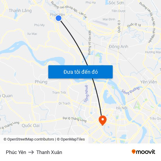 Phúc Yên to Thanh Xuân map